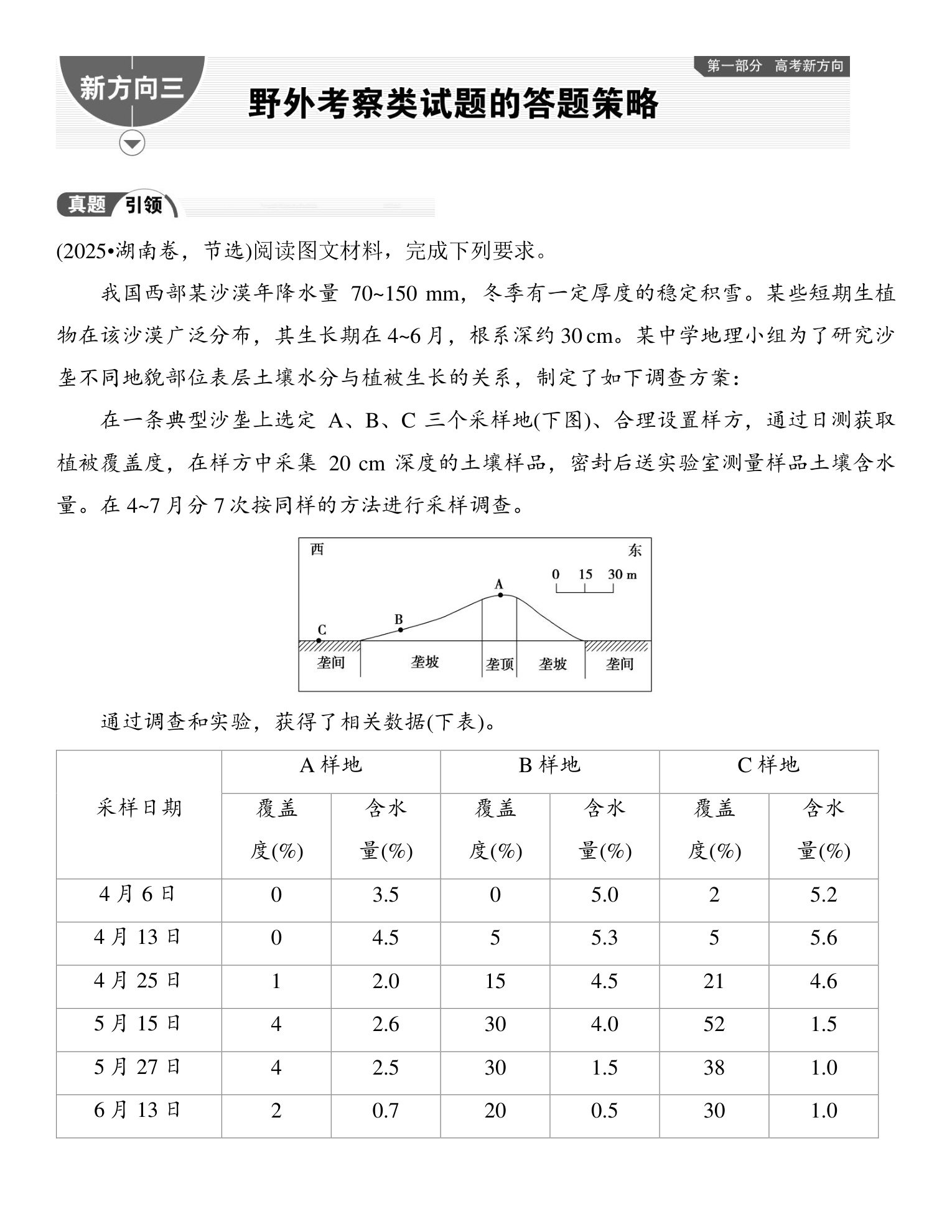 3  新方向三  野外考察类试题的答题策略 第1页