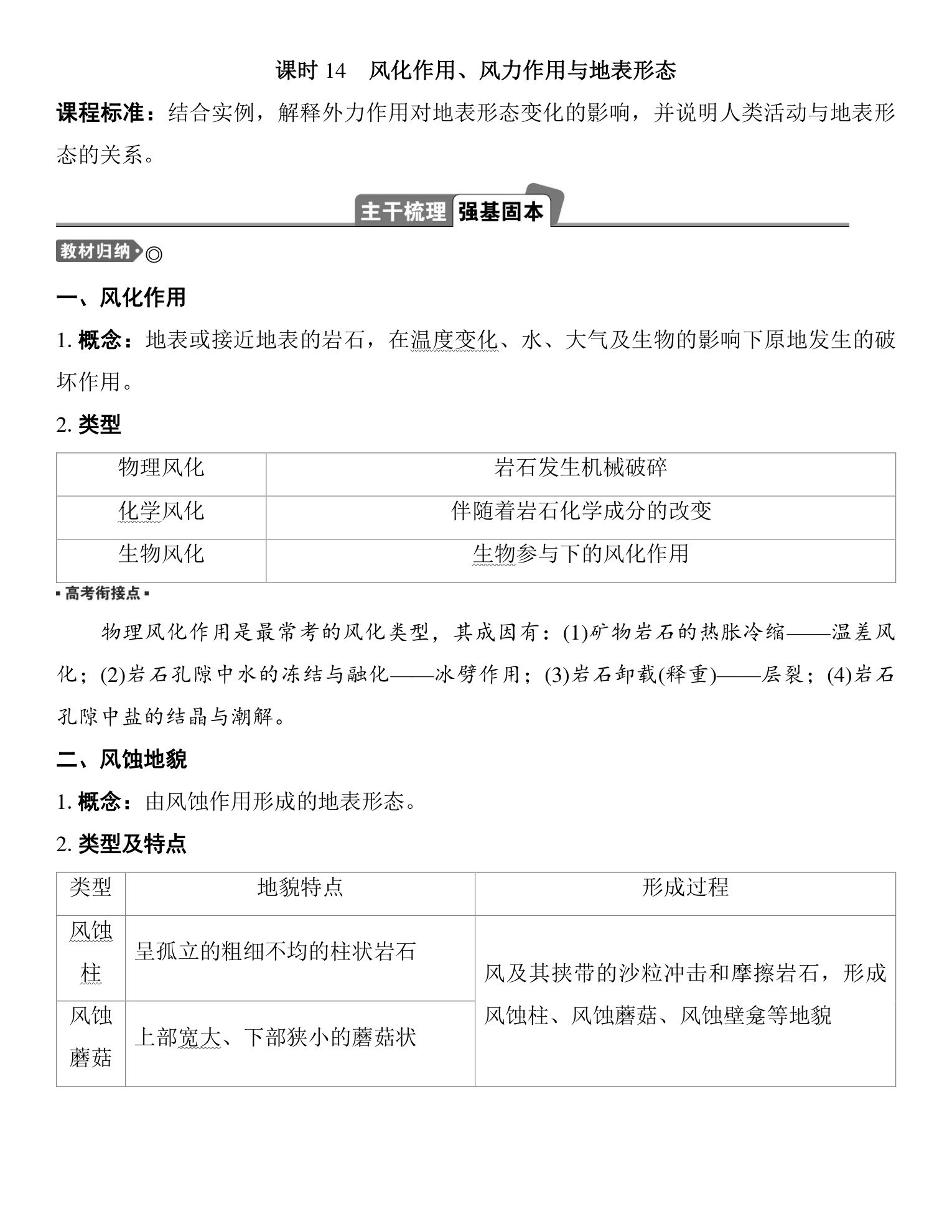 5  课时14　风化作用、风力作用与地表形态 第1页