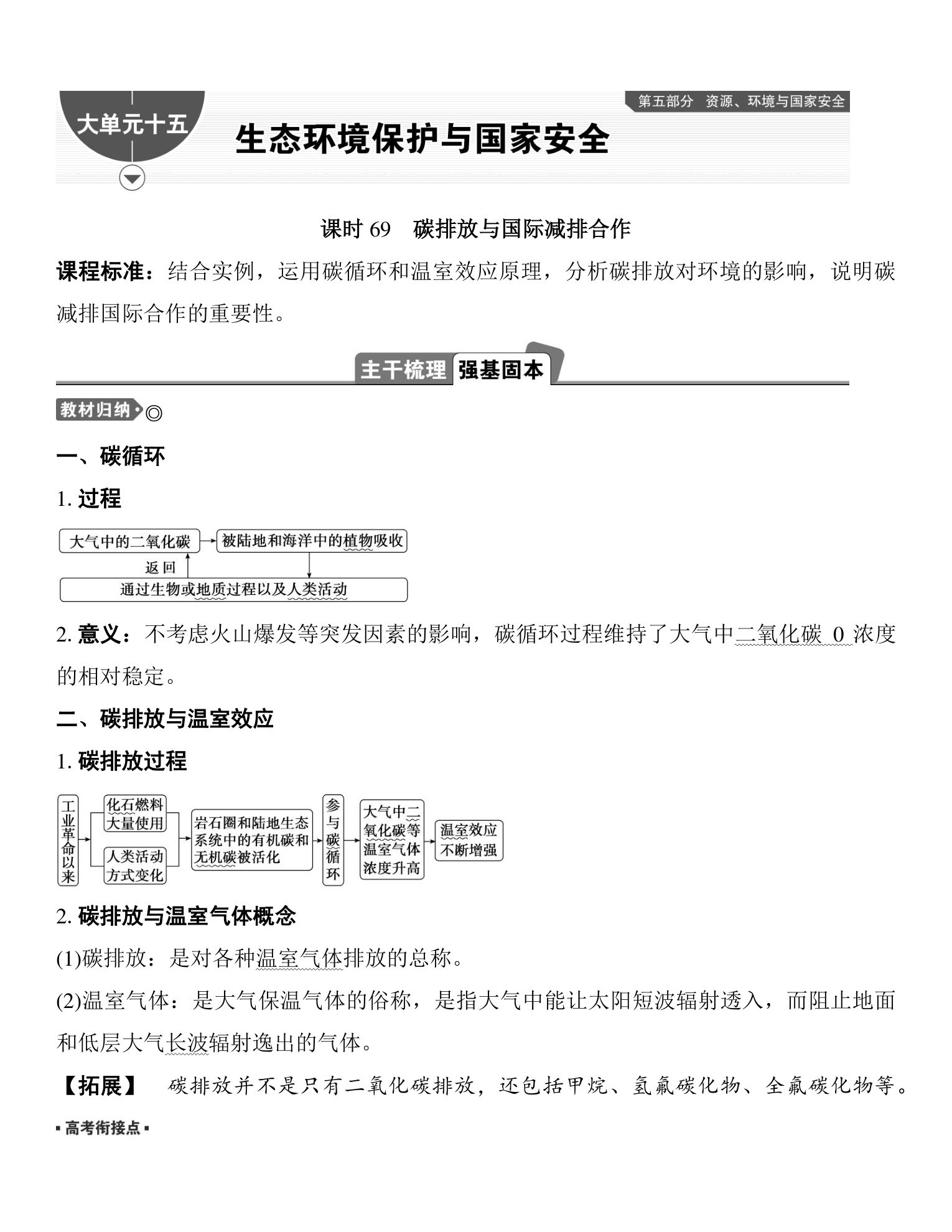 1  课时69　碳排放与国际减排合作 第1页